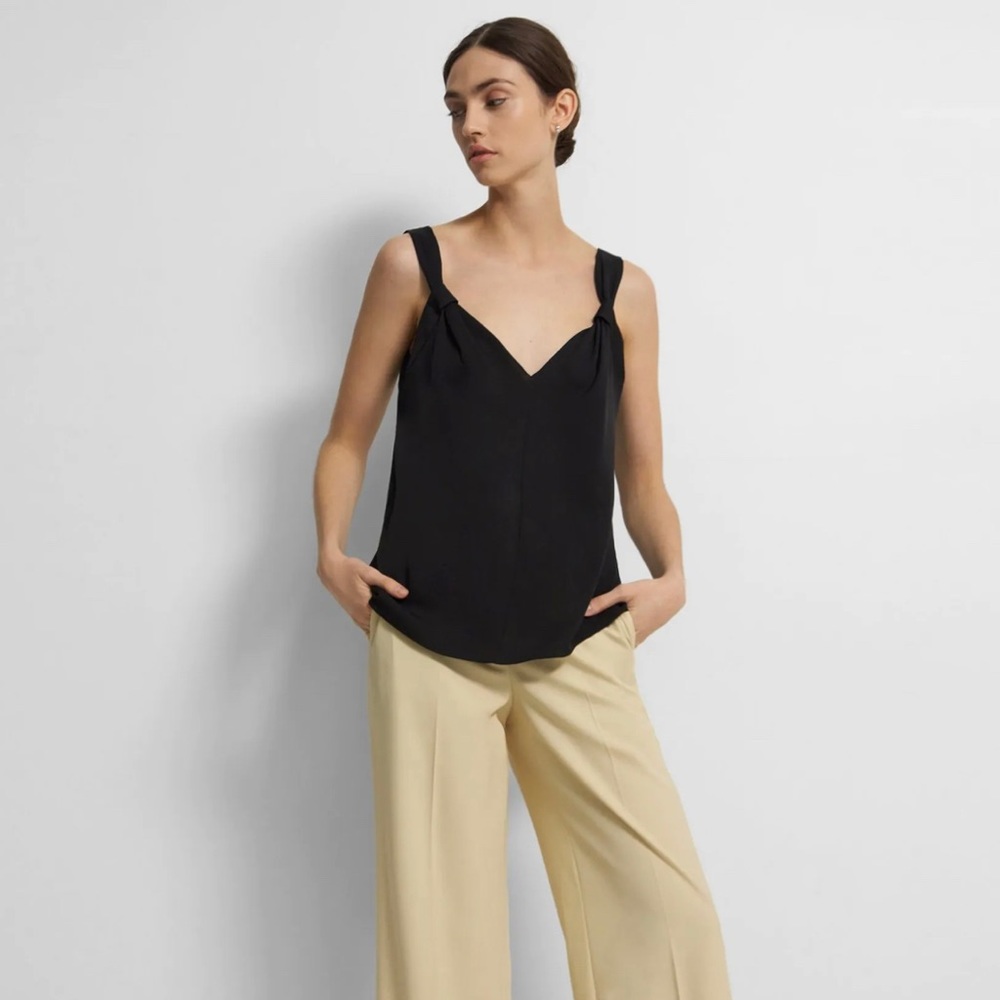 Theory Sleeveless V-Neck Top in Silk Georgette XL NWT